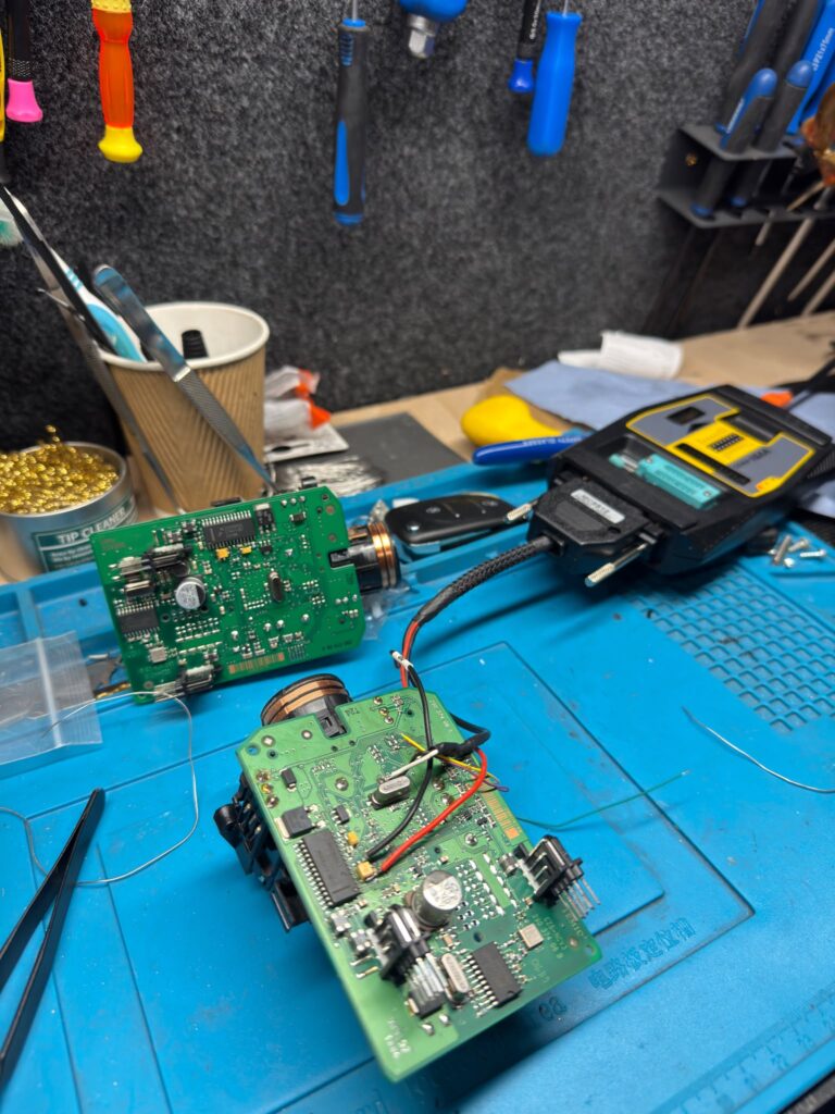 Royale Car Keys technician replacing a stolen ignition switch on a Mercedes Sprinter in Bromley